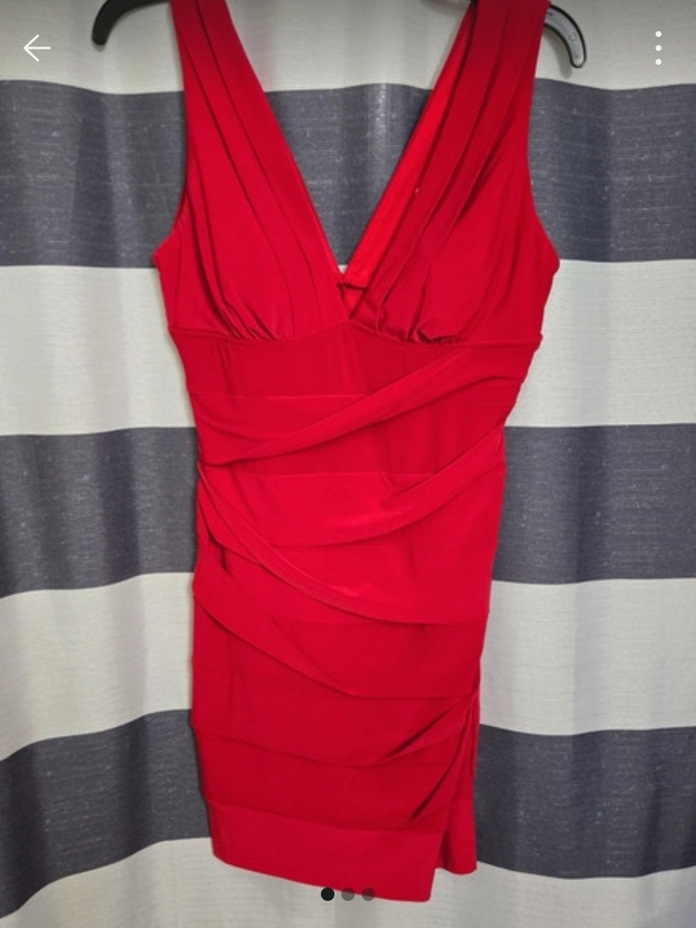 Emerald Sundae Red Draped V-Neck Mini Dress
